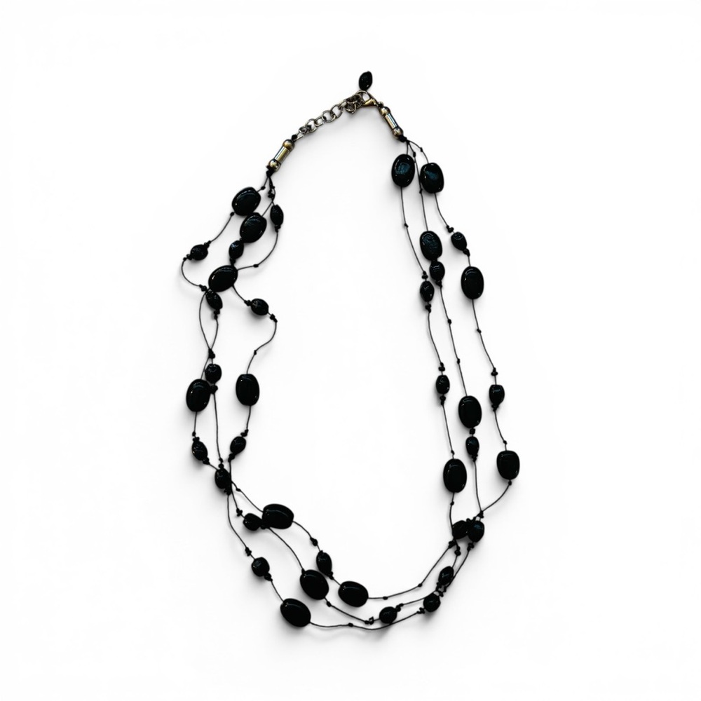 Multi-Strand Black Bead Necklace - Women Jewelry